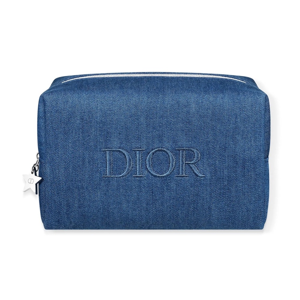 Dior Blue Denim Embroidered Pouch. New. Limited edition